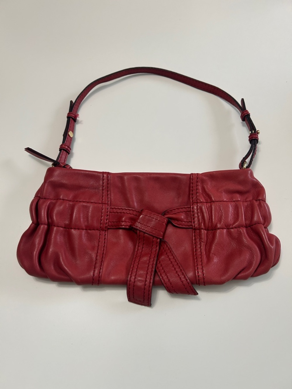 DKNY - Red Leather Bow-Front Bag